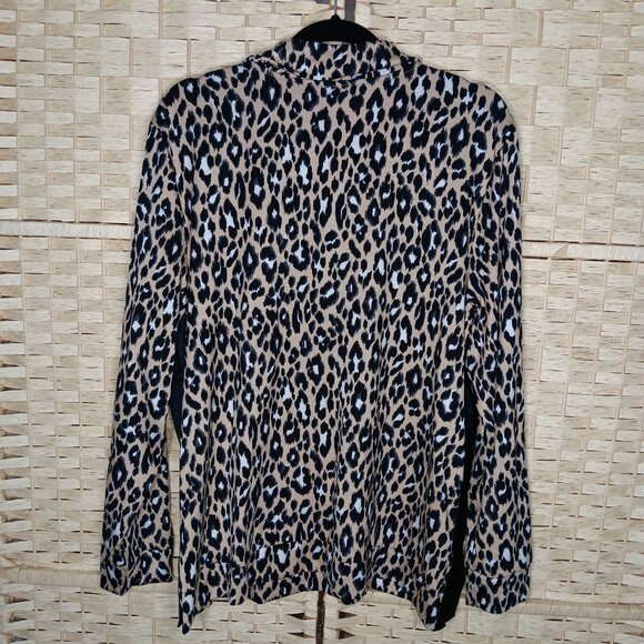Weekenders by Chico's Leopard Tunic Satin Collared Polo Long Sleeve Rayon XL - Picture 5 of 8